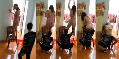 Nhờ thằng cháu vịn hộ cái ghế nó đè gì nó bú lồn chem chép